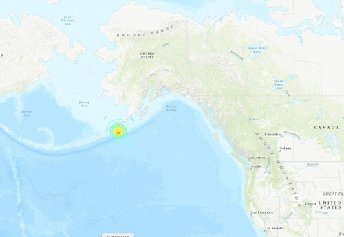 "알래스카 반도 인근서 규모 7.3 강진" <USGS> [미국지질조사국(USGS) 홈페이지 캡처=연합뉴스]
